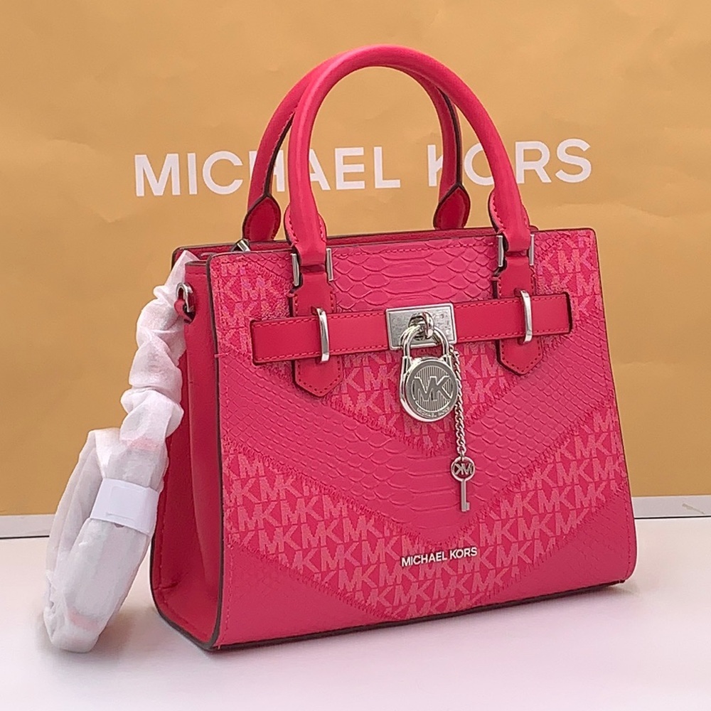 Michael Kors Hamilton Small Satchel Shoulder Crossbody Bag  Electric Pink Multi